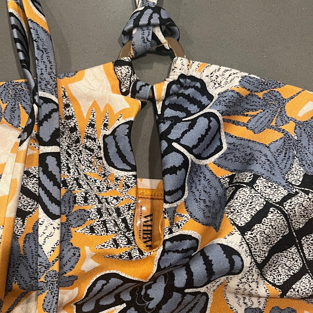 White House Black Market Swim Floral Halter Top in Yellow and Blue - Picture 4 of 10